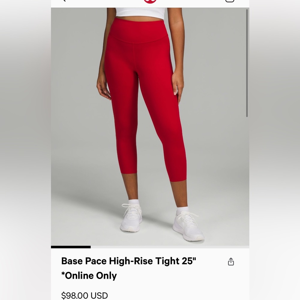 Lululemon base pace high rise 25” size 4